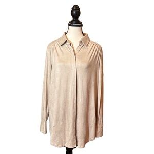 Chico’s Faux Suede Button Down M